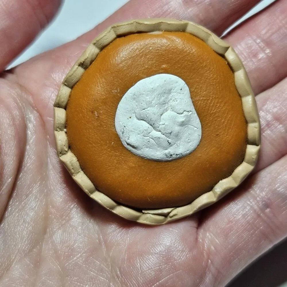 Artisan Handmade Home-made Pumpkin Pie Round Brooch